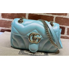 Gucci GG Marmont mini shoulder bag 446744 iridescent quilted chevron leather Blue