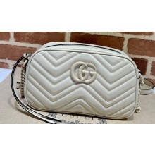 Gucci GG Marmont Small shoulder Camera Bag 447632 leather White with Brass hardware