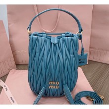 Miu Miu Matelassé nappa leather Bucket Bag 5BE084 Blue