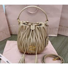 Miu Miu Matelassé nappa leather Bucket Bag 5BE085 Nude