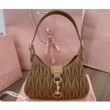 Miu Miu Matelassé nappa leather Hobo bag 5BC157 Brown