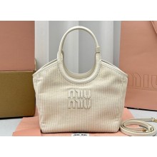 Miu Miu IVY Corduroy Small Tote bag 5BG276 White