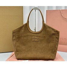 Miu Miu IVY Corduroy Large Tote bag 5BG276 Brown