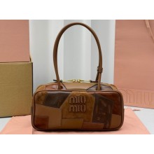 Miu Miu leather patchwork bag 5BB148 Cognac 2024