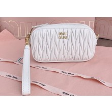Miu Miu Matelassé nappa leather Pouch bag 5NE846 White