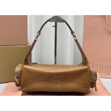 Miu Miu leather Pocket Shoulder bag 5631 Brown 2024