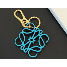 Loewe Anagram charm in calfskin Blue with hook and ring
