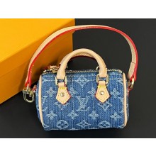 Louis Vuitton Monogram Denim canvas Micro Speedy Bag Charm New LV Remix M01701