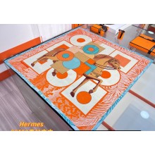 Hermes Cavalier en Formes scarf 90x90cm in silk twill Orange 2024