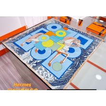 Hermes Cavalier en Formes scarf 90x90cm in silk twill Blue 2024