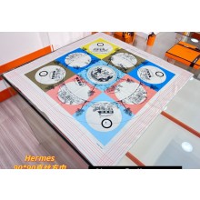 Hermes Jeu des Omnibus et Dames Blanches au Tampon scarf 90x90cm in silk twill Blue 2024