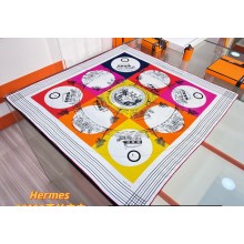 Hermes Jeu des Omnibus et Dames Blanches au Tampon scarf 90x90cm in silk twill Orange 2024