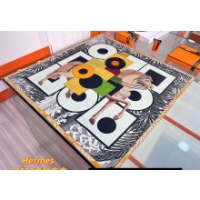 Hermes Cavalier en Formes scarf 90x90cm in silk twill Black 2024