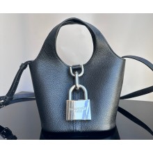 Balenciaga Locker Small Hobo Bag in black/Silver grained calfskin 2024