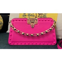 Valentino Rockstud Clutch Bag In Calfskin Fuchsia 2024