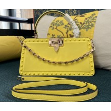 Valentino Rockstud Handbag In Calfskin Yellow 2024