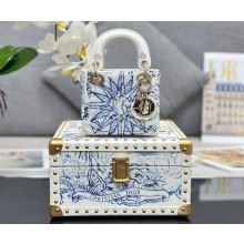Dior Small Trunk Bag in Blue Multicolor Rêve D'infini Sbalzo Leather 2024