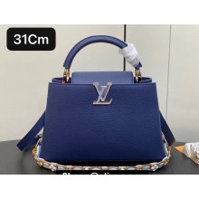 Louis Vuitton Taurillon leather Capucines MM Bag M23199 Blue 2024