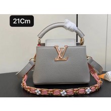 Louis Vuitton Taurillon leather Capucines Mini Bag M23363 Gray 2024