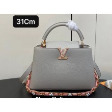 Louis Vuitton Taurillon leather Capucines MM Bag M23199 Gray 2024
