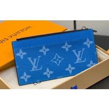 Louis Vuitton Taiga cowhide leather and Monogram canvas Coin Card Holder M83102 Blue 2024
