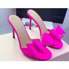 Mach & Mach Heel 9.5cm Le Cadeau Double Bow Mules in Satin Fuchsia 2024