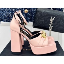 Versace Heel 12cm Platform 4cm Platform Medusa Buckle Sandals Pink 2024