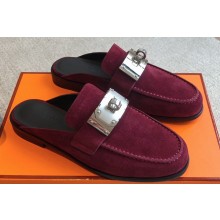 Hermes Iota mules Red in suede goatskin with iconic oversized Kelly buckle 2024