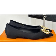 Louis Vuitton Heel 1.5cm LV Night Met Ballerinas in Satin Black 2024
