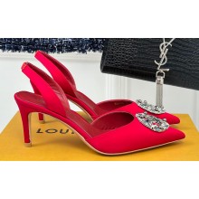 Louis Vuitton Heel 7cm/9cm LV Night Met Slingback Pumps in Satin Red 2024