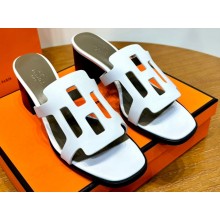Hermes Izzy 60 sandals White in Calfskin with "H" cut-out Top Quality 2024