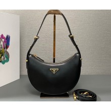 Prada Arqué leather shoulder bag 1BC194 Black 2024