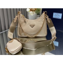 Prada Re-Edition 2005 Re-Nylon Hobo Bag 1BH204 Beige/Gold 2024