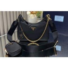 Prada Re-Edition 2005 Re-Nylon Hobo Bag 1BH204 Black/Gold 2024