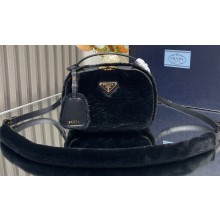 Prada Odette shearling mini-bag 1BH208 Black 2024
