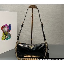 Prada Re-Edition 2002 medium leather shoulder bag 1BC221 Black 2024