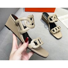 Cheap Sale Hermes Figari 55 sandals Beige with Chaine d'Ancre straps