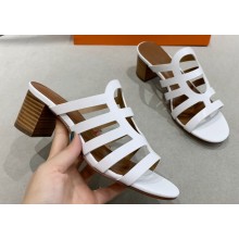 Cheap Sale Hermes Celena Sandals White with Chaine d'Ancre