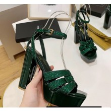 Cheap Sale Saint Laurent Platform Tribute Sandals Crystals Green