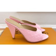Louis Vuitton Heel 8.5cm Super Mules in Monogram-debossed patent calf leather Pink 2024