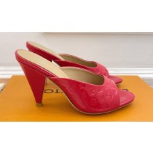 Louis Vuitton Heel 8.5cm Super Mules in Monogram-debossed patent calf leather Red 2024