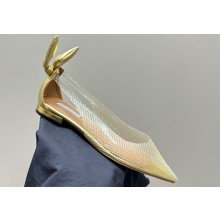 Aquazzura Bow Tie Ballets in Mesh Gold 2024