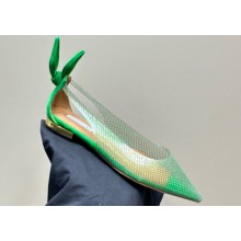 Aquazzura Bow Tie Ballets in Mesh Green 2024