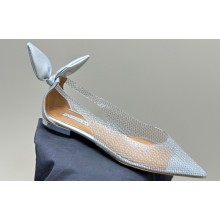 Aquazzura Bow Tie Ballets in Mesh Silver 2024