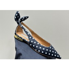 Aquazzura Bow Tie Ballets in Polka Dot Black 2024