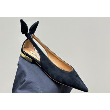 Aquazzura Bow Tie Ballets in Leather Suede Black 2024