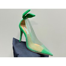 Aquazzura Heel 9.5cm Bow Tie Pumps in Mesh Green 2024