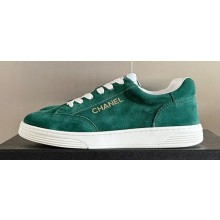 Chanel Suede Calfskin Logo Sneakers Top Quality Green 2024