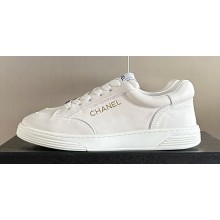 Chanel Calfskin Logo Sneakers Top Quality White 2024