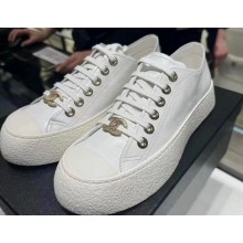 Chanel CC Logo Patent Calfskin Low-top Sneakers G45561 White 2024